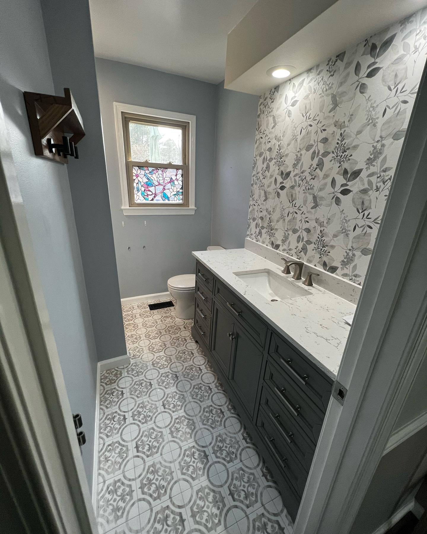 Bathroom Remodel with Wallpaper and Paint